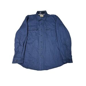 LL Bean Mens Traditional Fit Flannel Lined Work Shirt Blue Plaid Size M